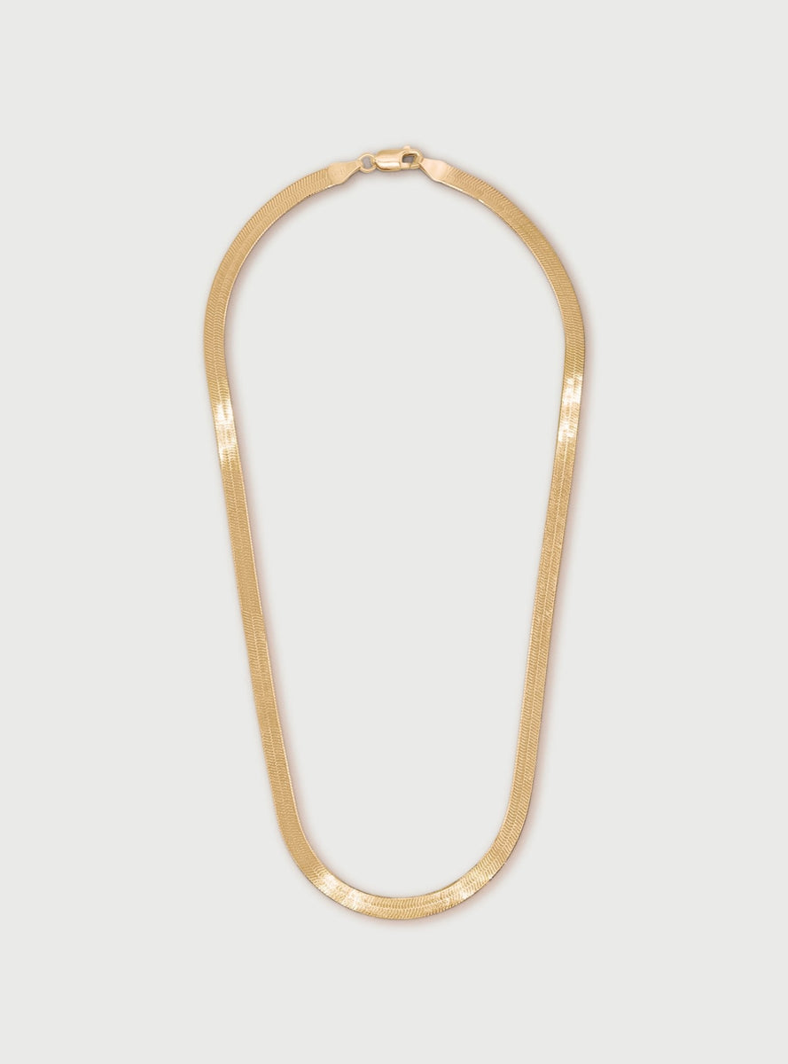 Gold herringbone hot sale necklace 5mm