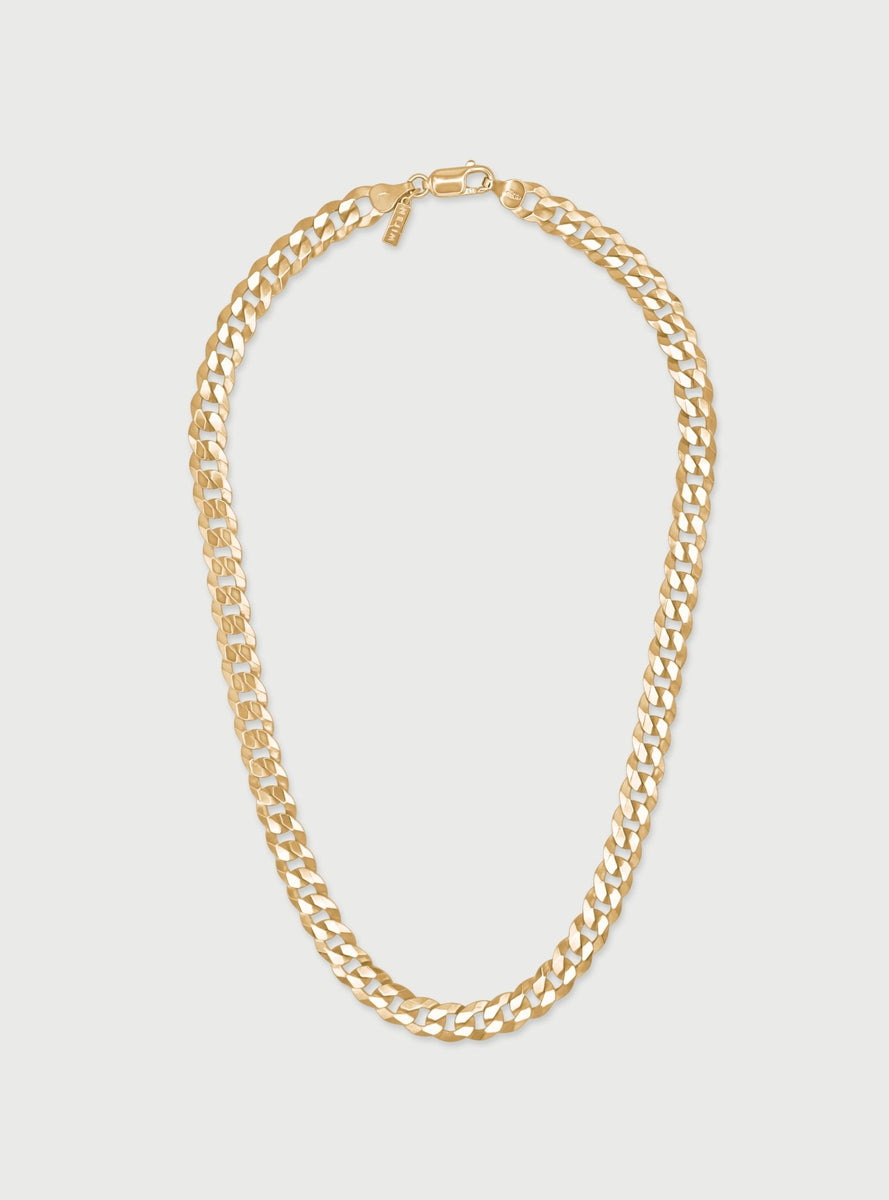 18K Gold Vermeil Nameplate Necklace With XL Curb Chain