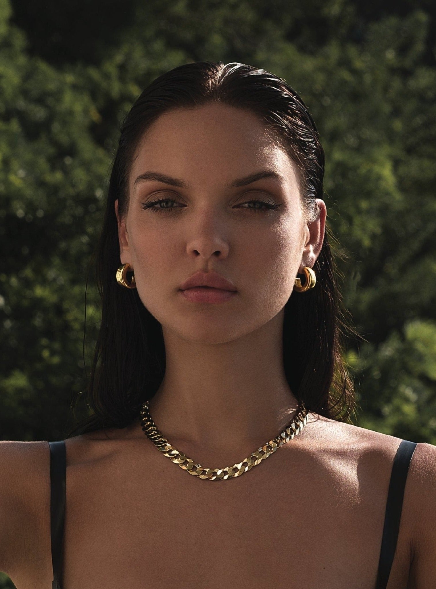 12MM CLEO CURB CHAIN NECKLACE - 14K ITALIAN GOLD VERMEIL - Nejim