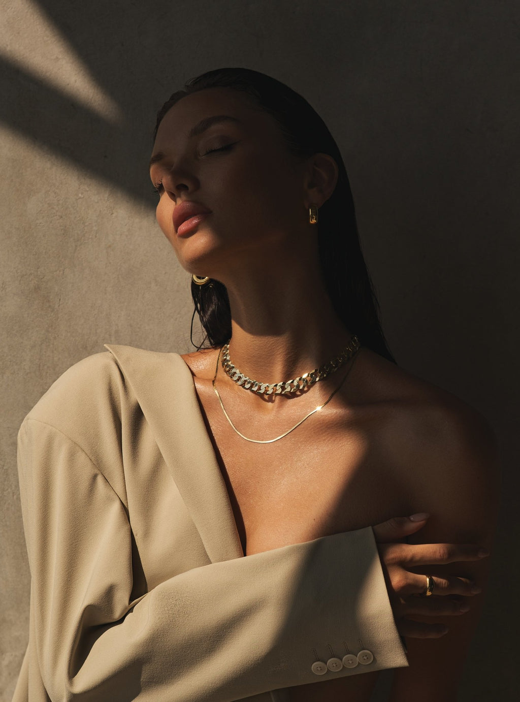 12MM CLEO CURB CHAIN NECKLACE - 14K ITALIAN GOLD VERMEIL - Nejim