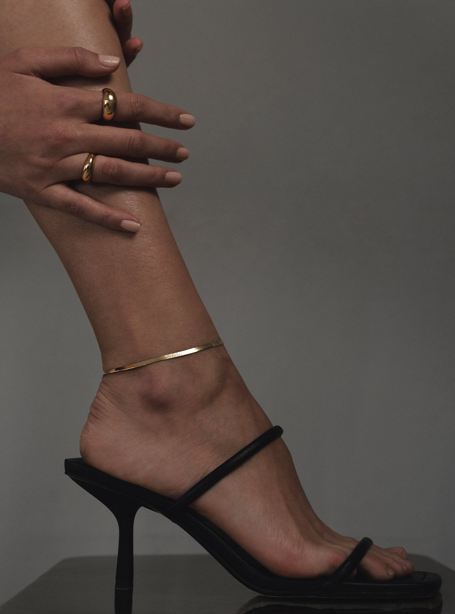 3MM LEROS HERRINGBONE ANKLET - 14K ITALIAN GOLD VERMEIL - Nejim
