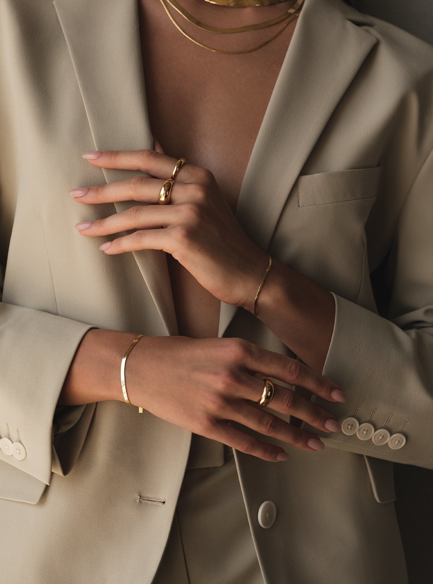 3MM LEROS HERRINGBONE BRACELET - 14K ITALIAN GOLD VERMEIL - Nejim