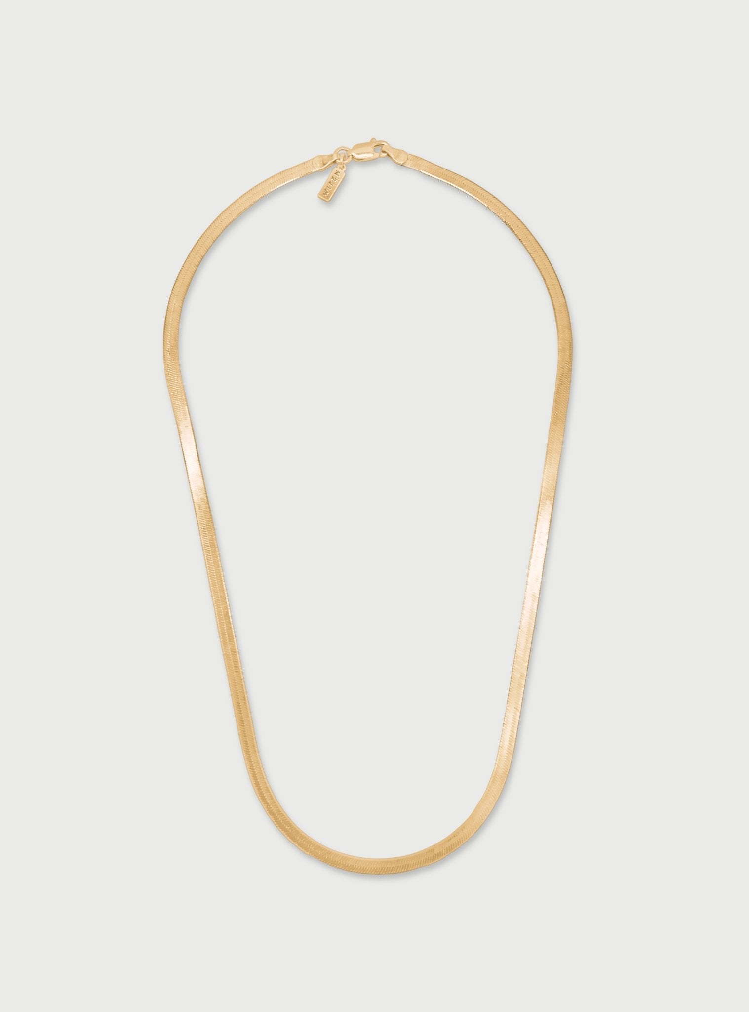 3MM LEROS HERRINGBONE CHAIN NECKLACE - 14K ITALIAN GOLD VERMEIL - Nejim