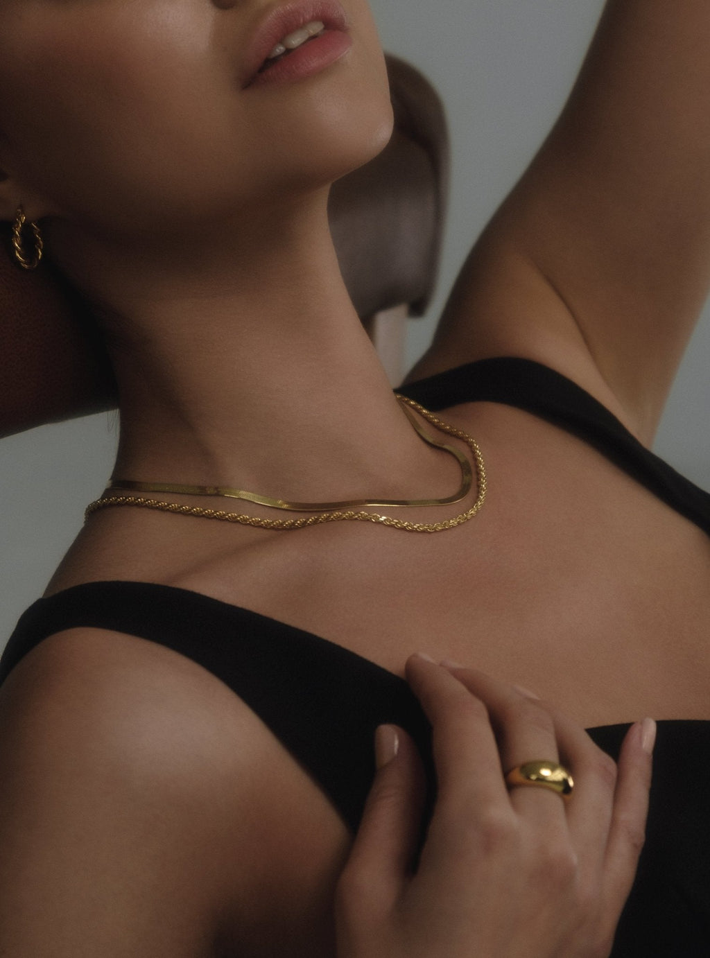 3MM LEROS HERRINGBONE CHAIN NECKLACE - 14K ITALIAN GOLD VERMEIL - Nejim