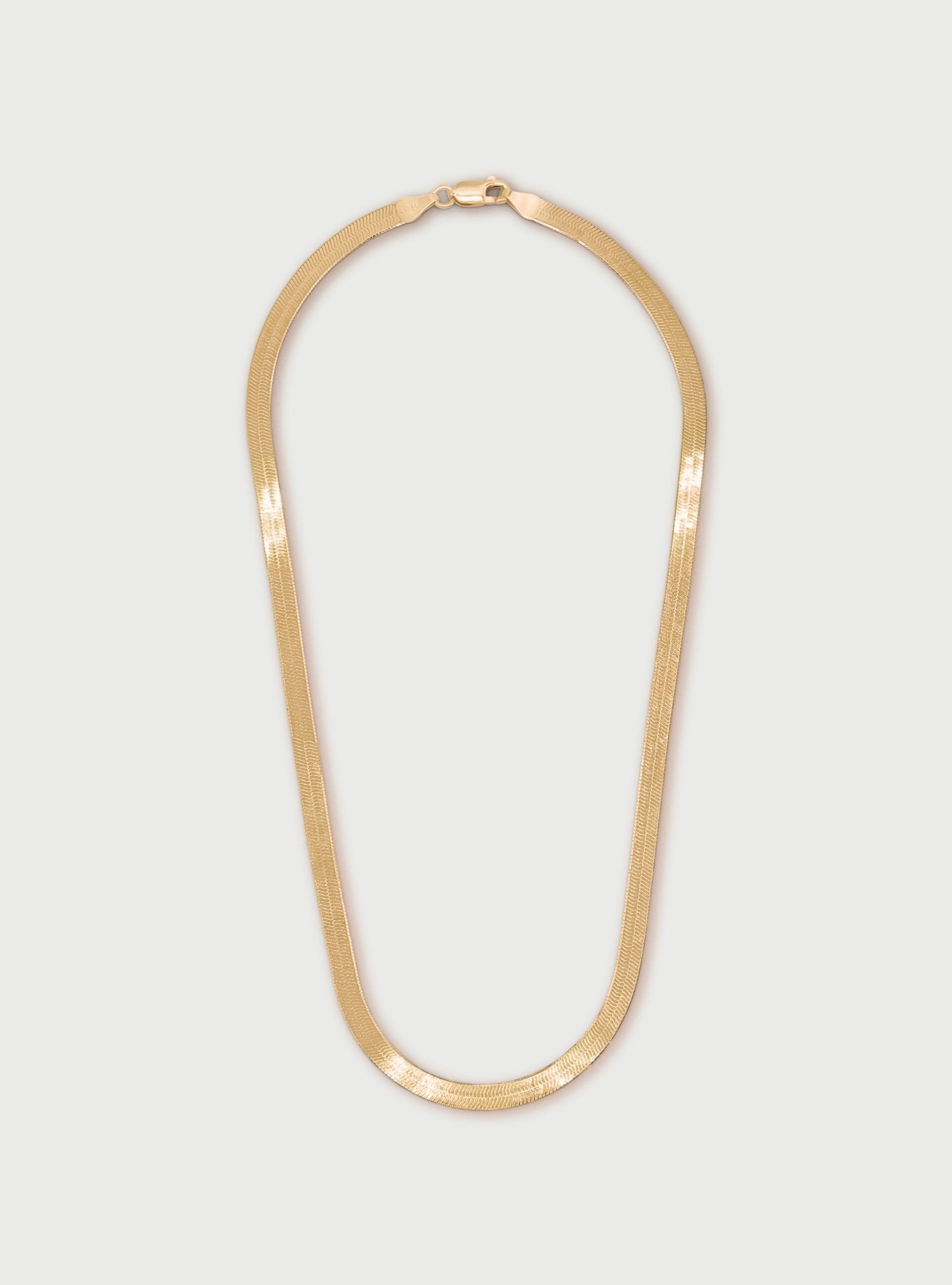 5MM LEROS HERRINGBONE CHAIN NECKLACE - 14K ITALIAN GOLD VERMEIL - Nejim