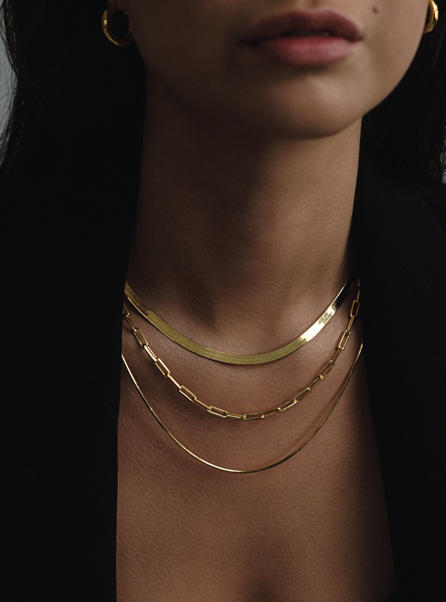 5MM LEROS HERRINGBONE CHAIN NECKLACE - 14K ITALIAN GOLD VERMEIL - Nejim