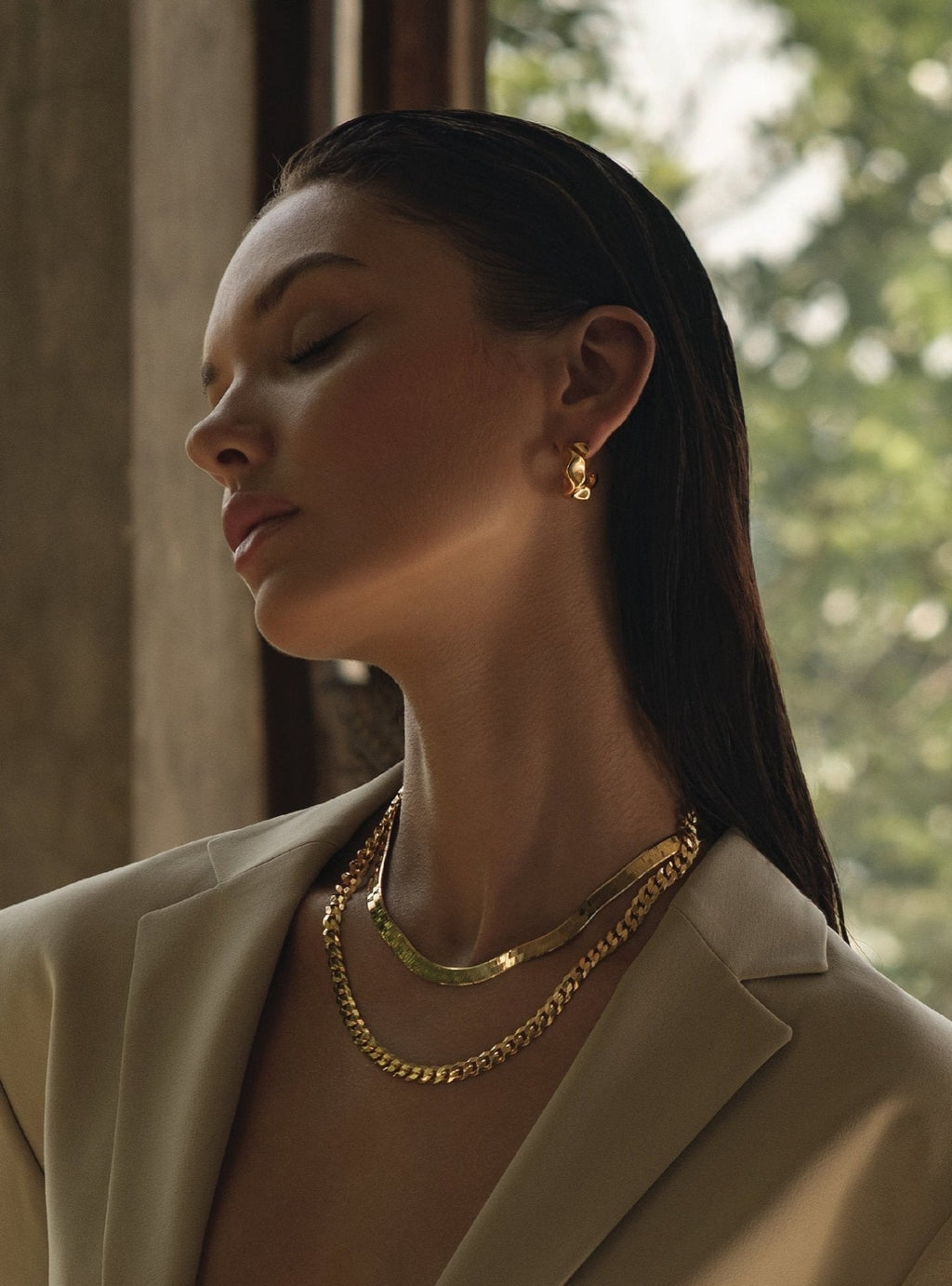 7MM CLEO CURB CHAIN NECKLACE - 14K ITALIAN GOLD VERMEIL - Nejim