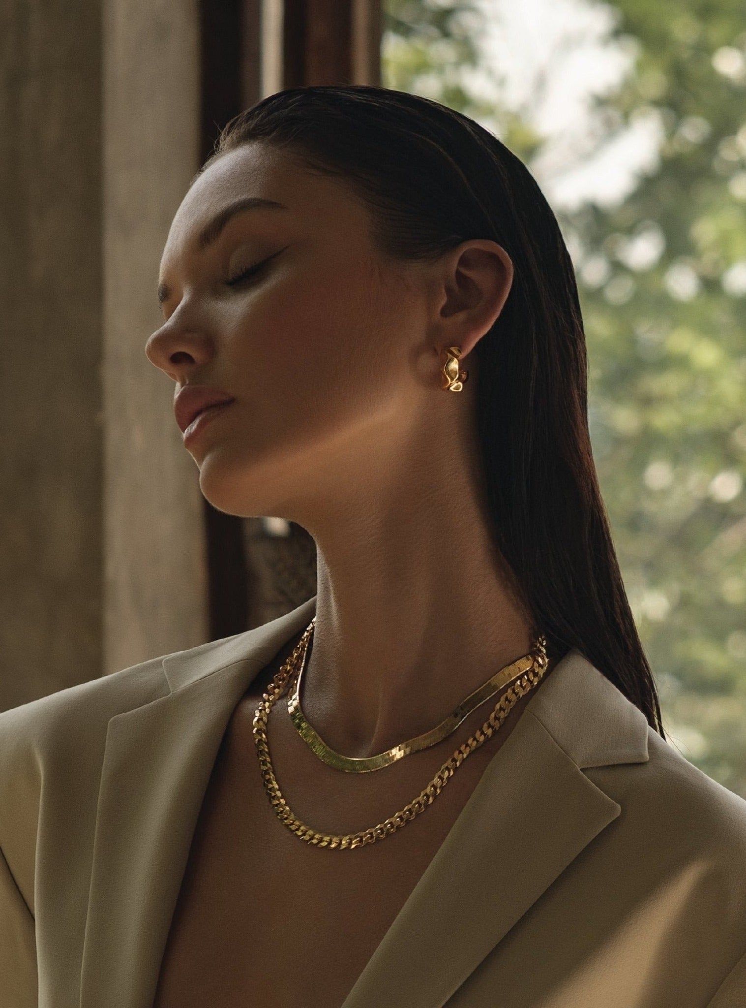 7MM CLEO CURB CHAIN NECKLACE - 14K ITALIAN GOLD VERMEIL - Nejim