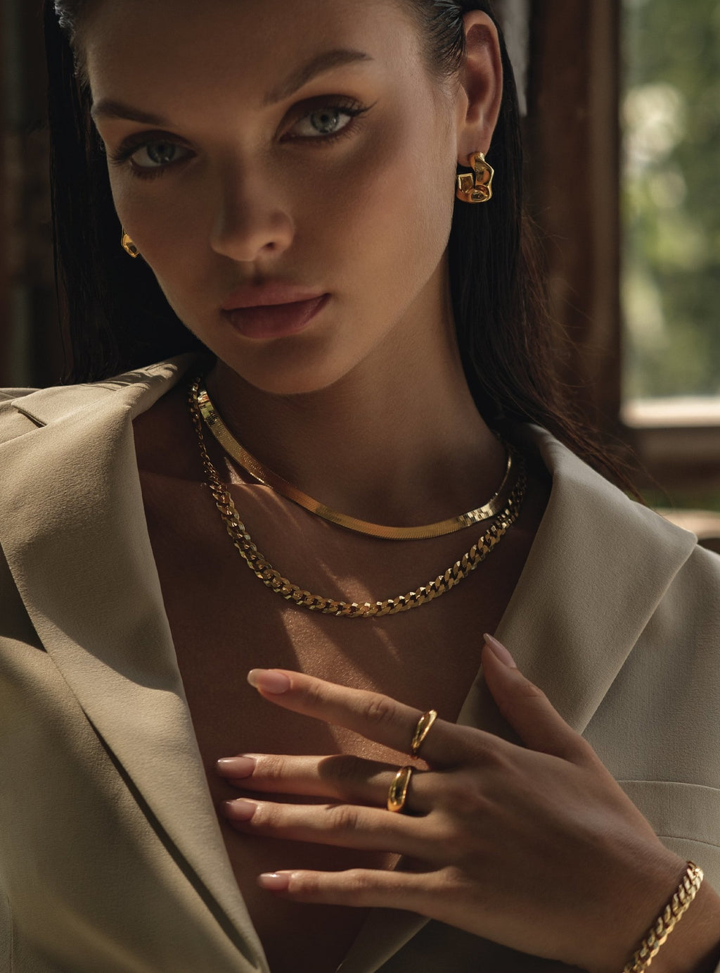 7MM CLEO CURB CHAIN NECKLACE - 14K ITALIAN GOLD VERMEIL - Nejim