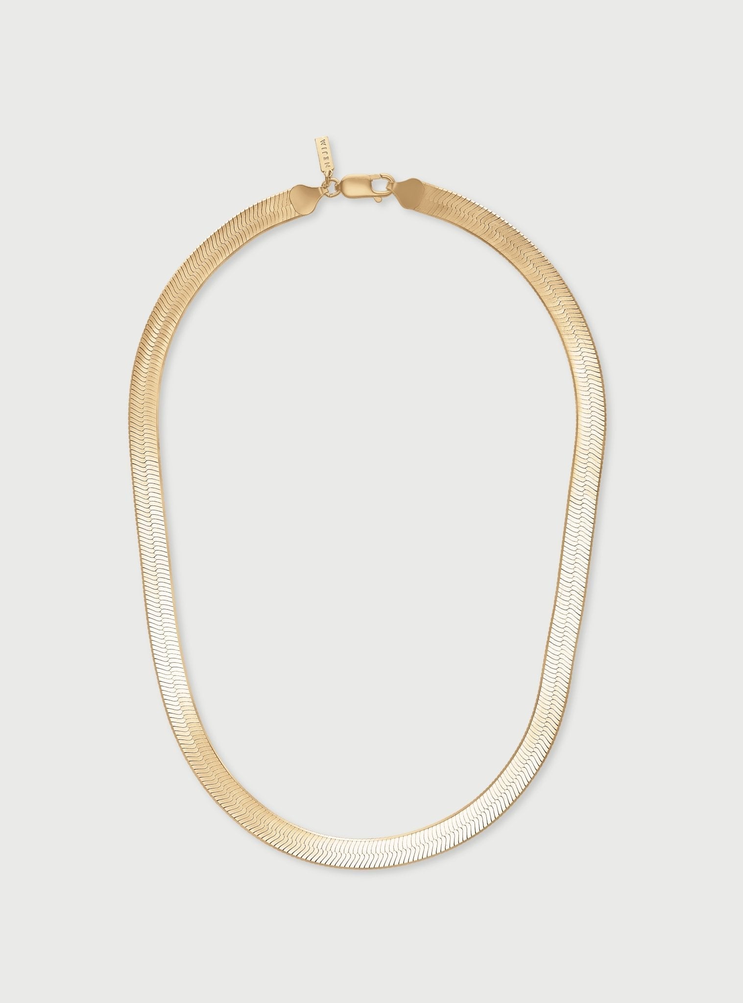 7MM LEROS HERRINGBONE CHAIN NECKLACE - 14K ITALIAN GOLD VERMEIL - Nejim