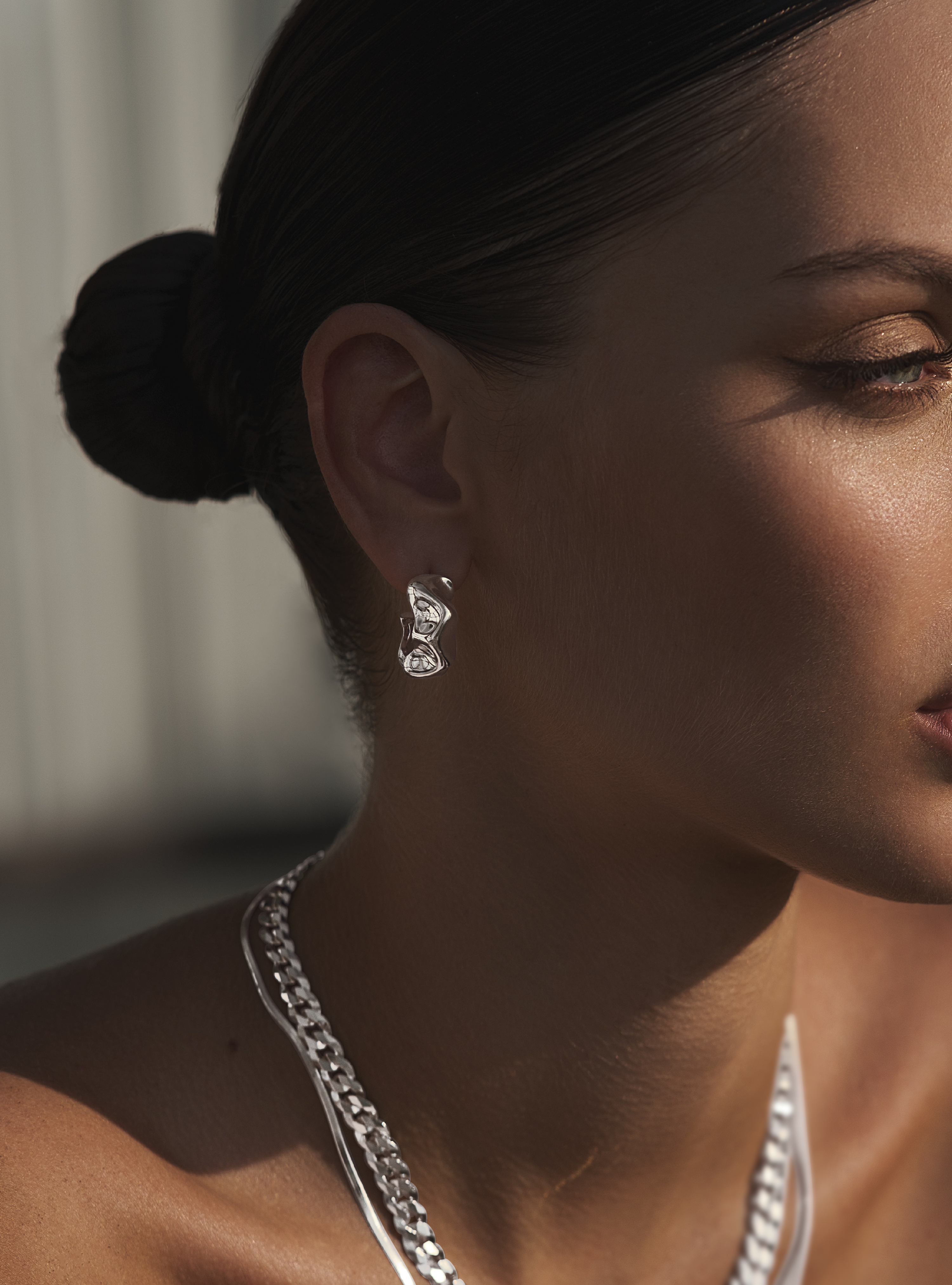 SILVER SCRUNCHIE HOOPS