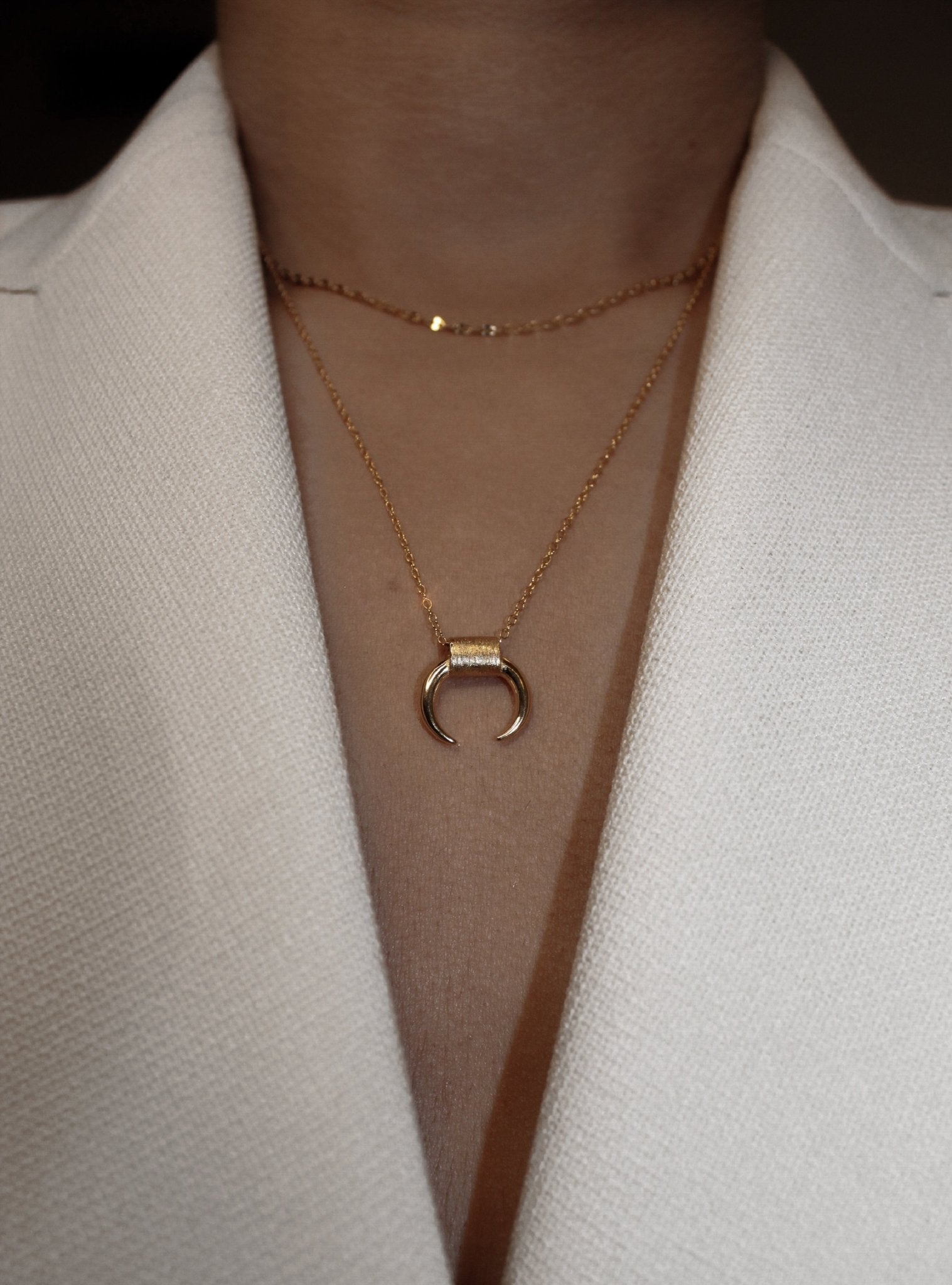 EROS CRESCENT HORN NECKLACE - 18k GOLD VERMEIL - Nejim