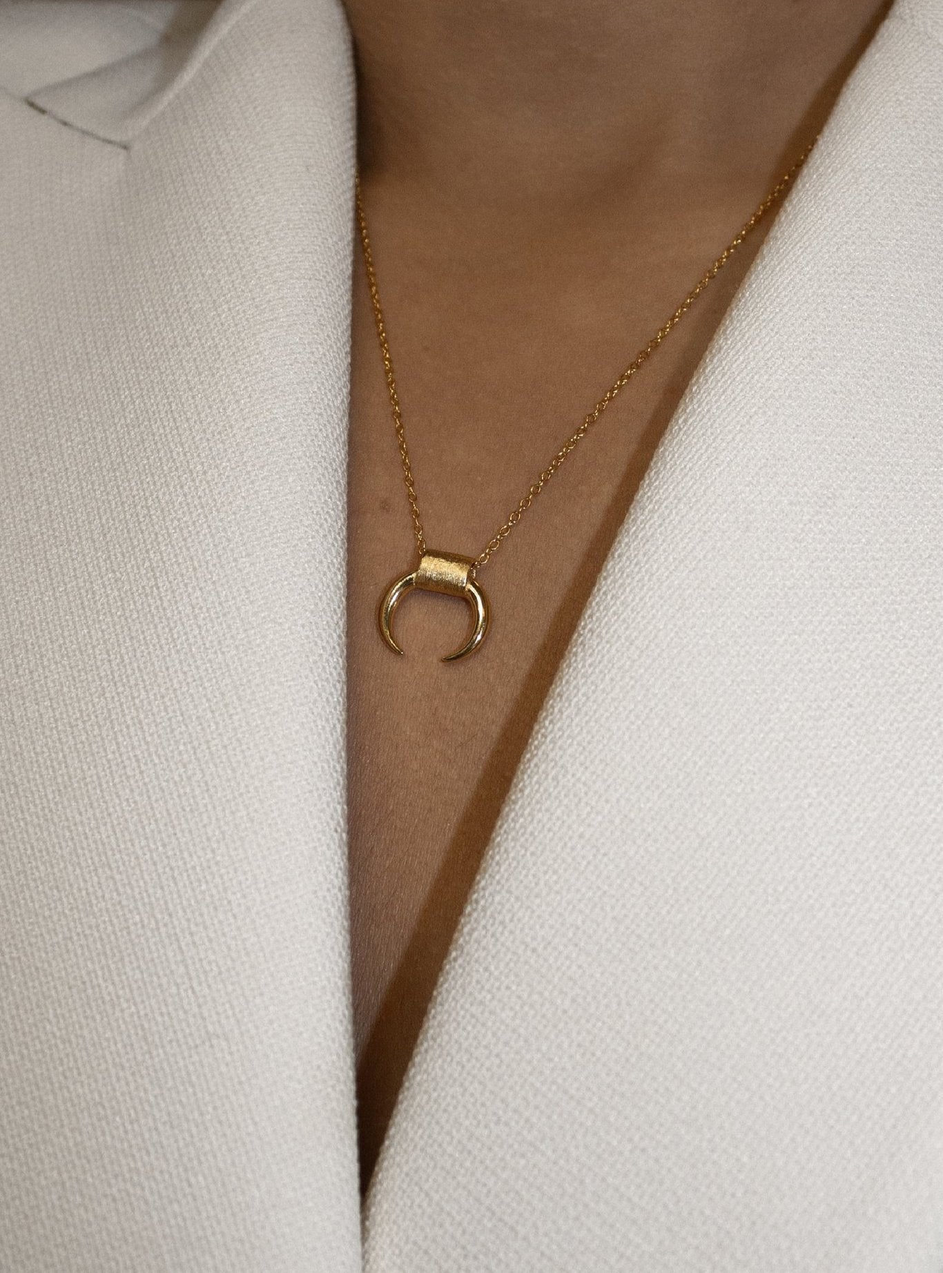 EROS CRESCENT HORN NECKLACE - 18k GOLD VERMEIL - Nejim