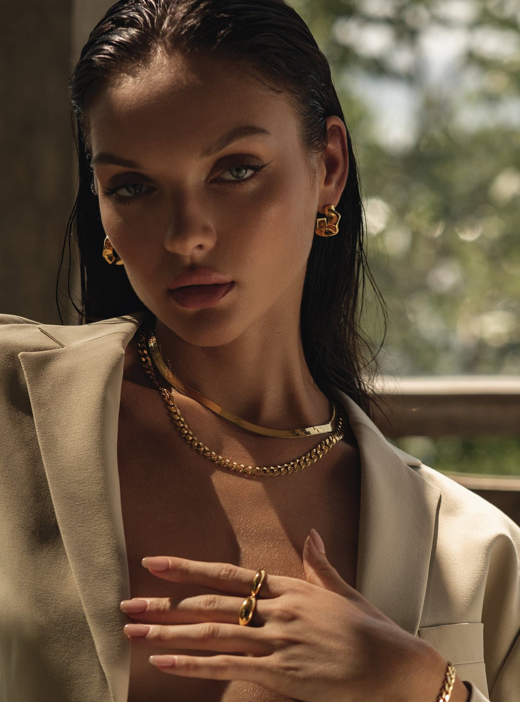 SCRUNCHIE HOOPS - 18K GOLD VERMEIL - Nejim